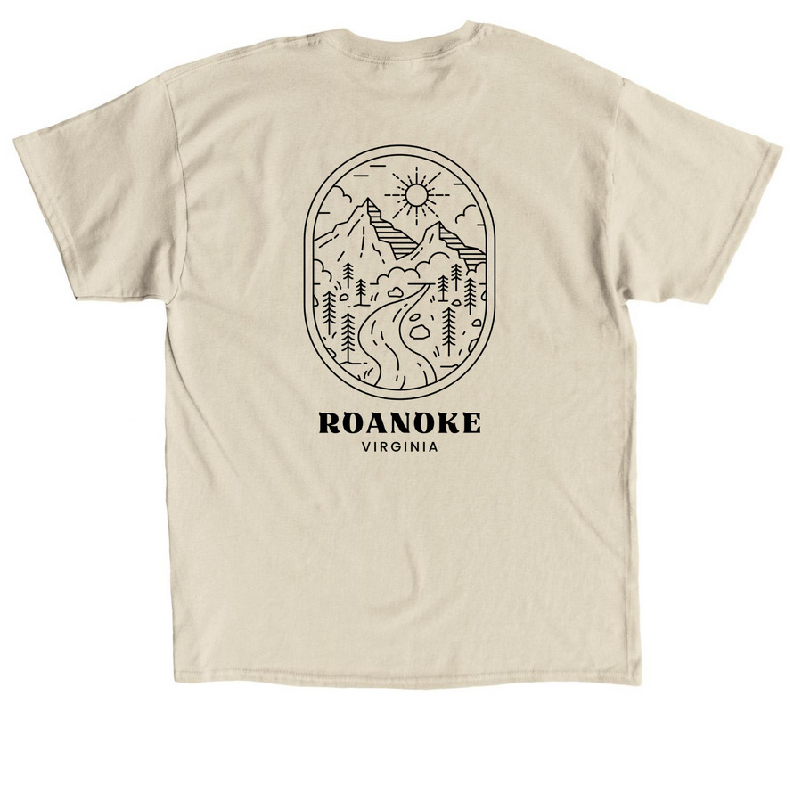 Roanoke mountains, a Sand Classic Unisex Tee (back-view)