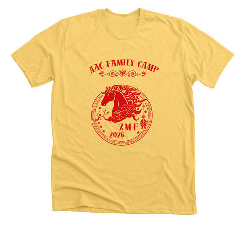 2026 AAC FAMILY CAMP TEE - Gold, a Heather Yellow Gold Premium Unisex Tee