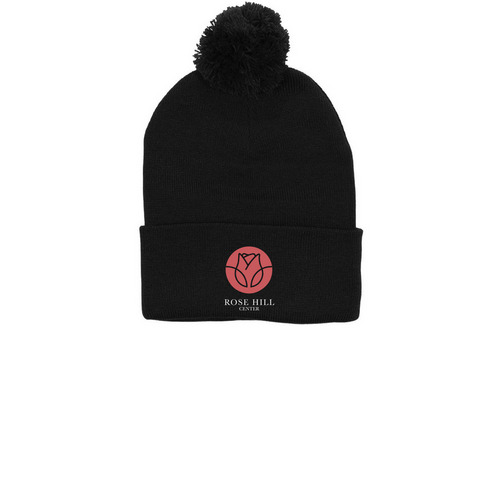 Pom Pom Winter hat, a Black Printed Pom-Pom Beanie