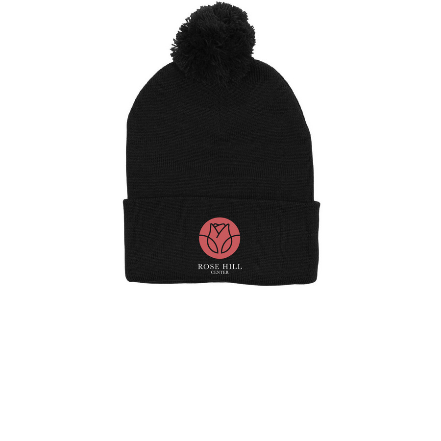 Pom Pom Winter hat, a Black Printed Pom-Pom Beanie