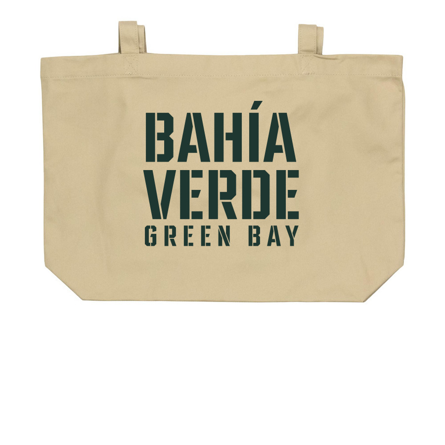 Bah?a Verde Green Bay Classic Green Tote Bags, a Oyster Large Organic Cotton Tote Bag