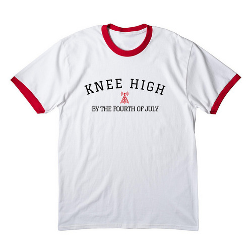Knee High By the Fourth of July - Tower Tee, a White/ Red Cotton Ringer Tee