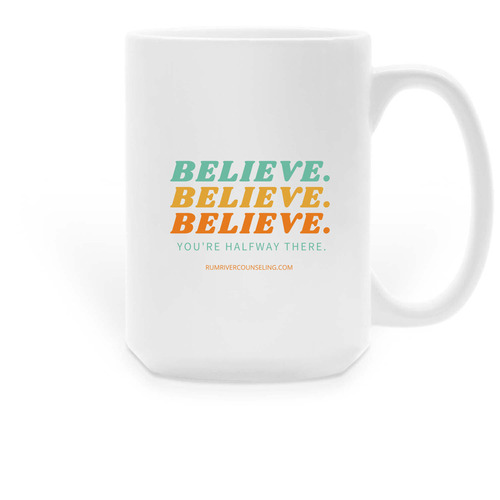 Believe, a White Large Coffee Mug