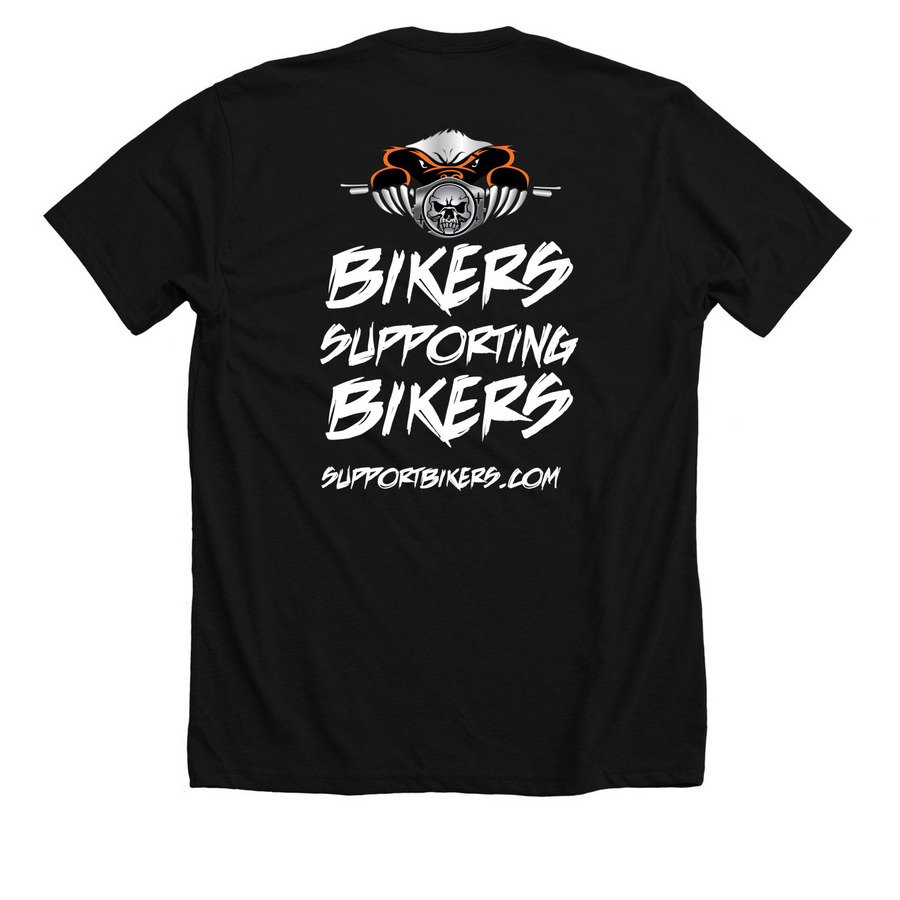 Support Bikers Missouri, a Solid Black Blend Premium Unisex Tee (back-view)