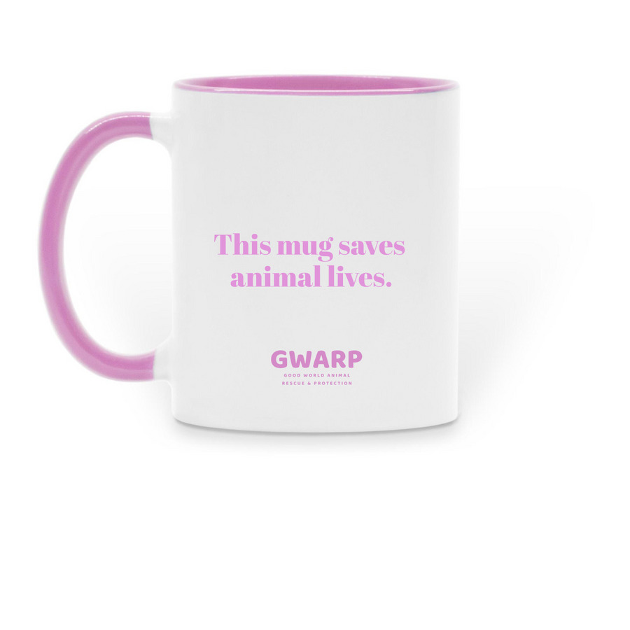 Pink Lizzy Mug, a Pink Two-Tone Ceramic Mug (back-view)