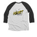 Always by my Sibe, a Black and Heather White 3/4 Sleeve Baseball Tee (back-view)