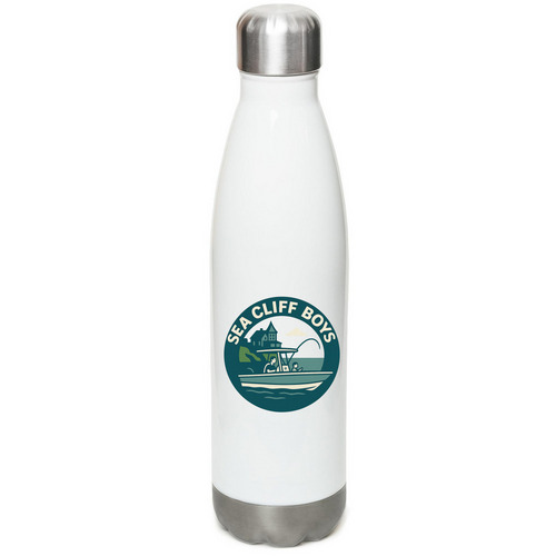 Water Bottle, a White Stainless Steel Water Bottle