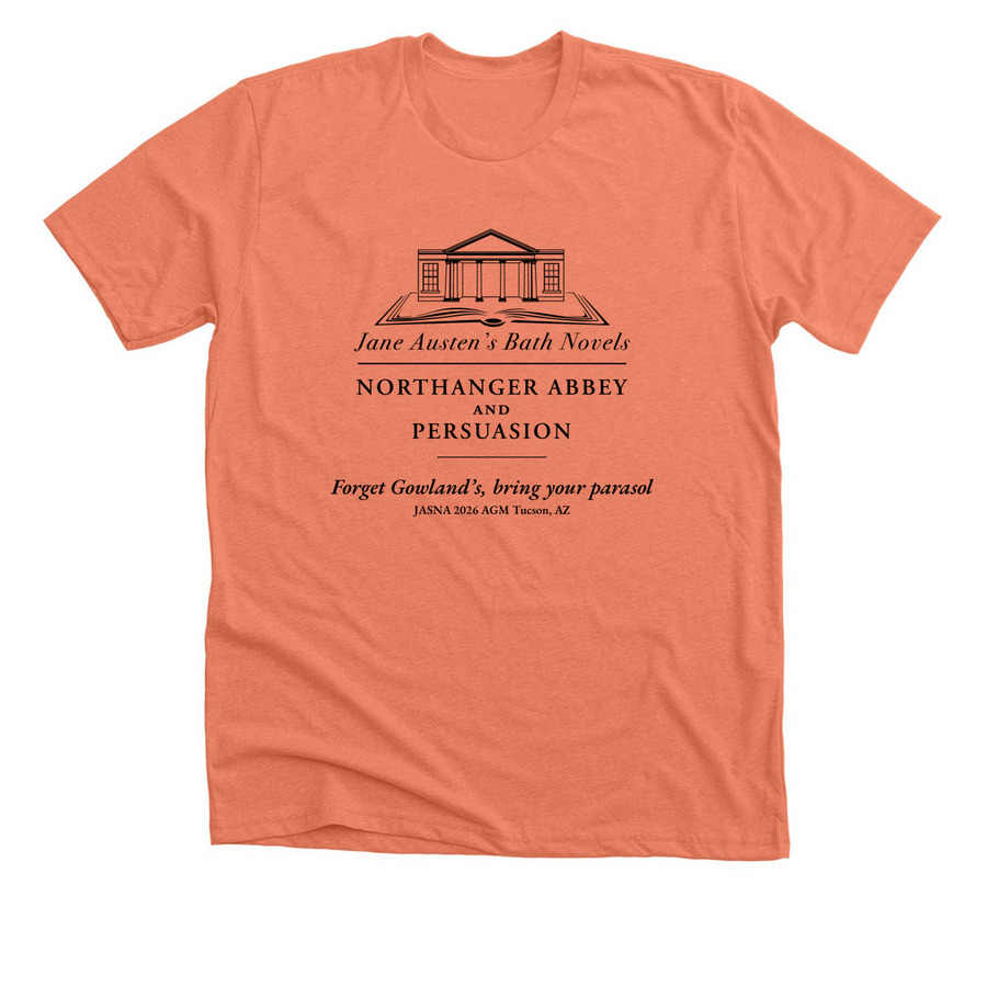 Austen's Bath Novels 2026 Parasol, a Heather Sunset Premium Unisex Tee