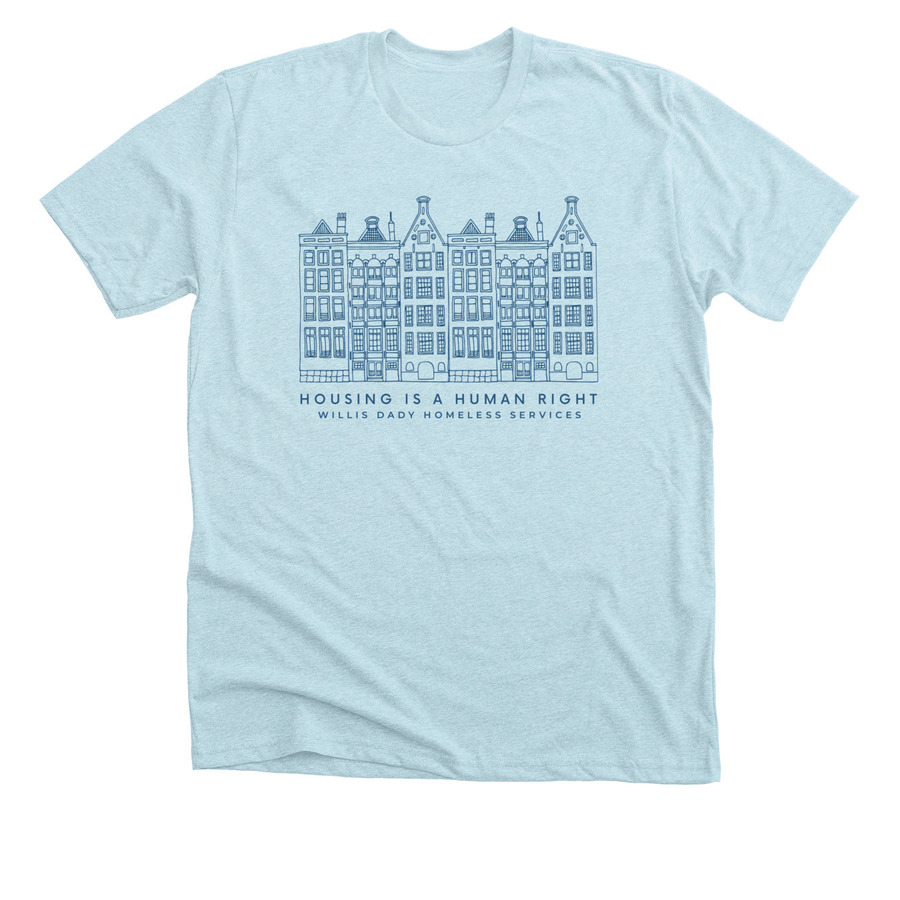 Housing is a Human Right, a Heather Ice Blue Premium Unisex Tee