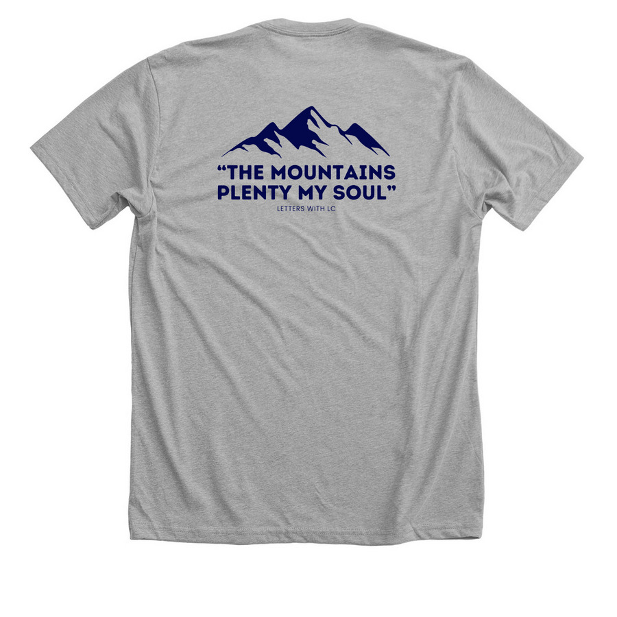 Mountains, a Athletic Heather Premium Unisex Tee (back-view)