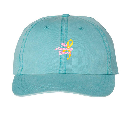 Amazing Grace | Hat Style 3, a Aqua Printed Pigment Dye Baseball Cap