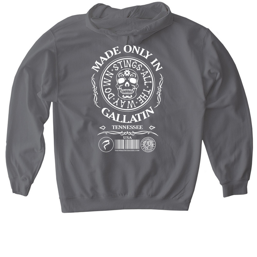 BLACK LABEL, a Charcoal Gildan Softstyle Pullover Hoodie (back-view)