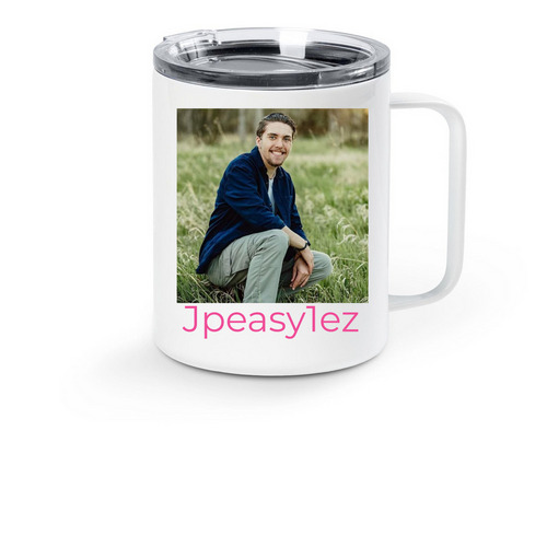 Jpeasy1ez Mug!, a White Stainless Steel Travel Mug