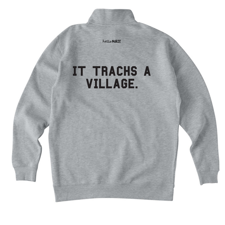 It Trachs A Village Quarter Zip, a Grey Heather Midweight Quarter Zip Pullover (back-view)