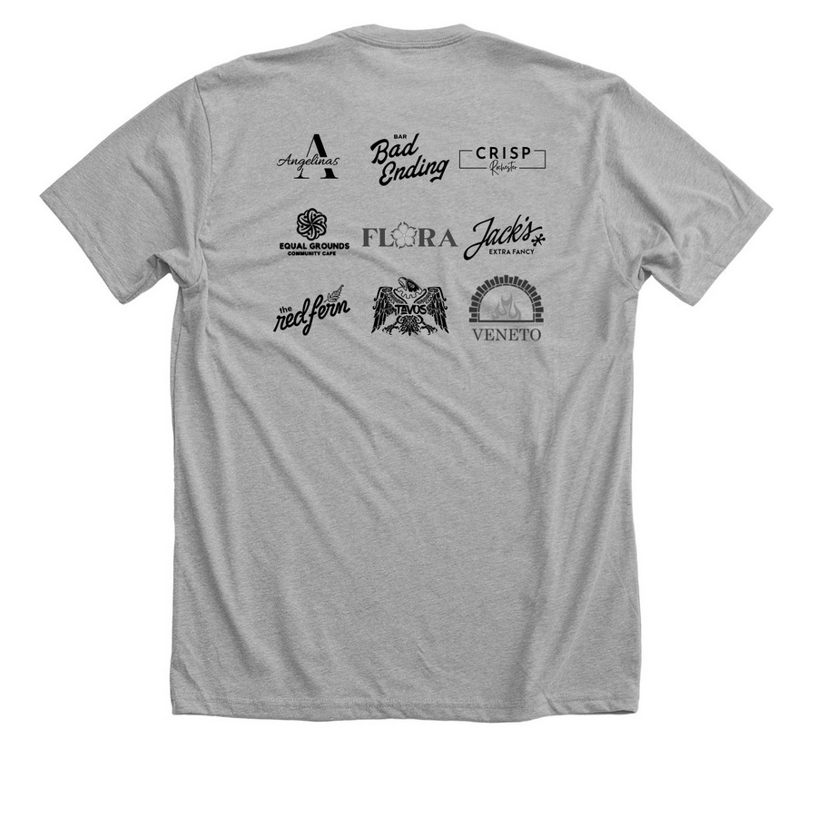 Eat Out Rochester 2026, a Athletic Heather Premium Unisex Tee (back-view)