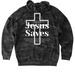 "Jesus Saves" Hoodie, a Black Camo Heavyweight Camo Pullover Hoodie (back-view)
