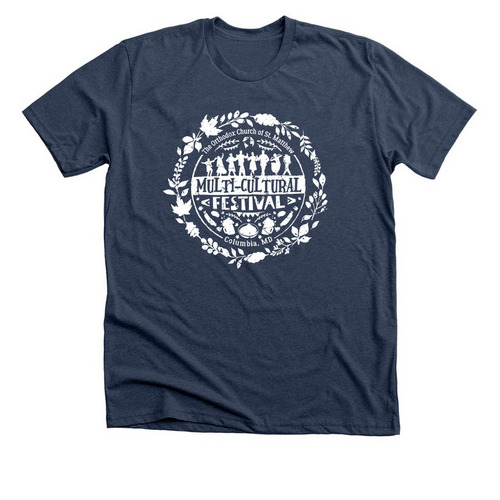 Multi-Cultural Festival Shirt, a Heather Navy Premium Unisex Tee