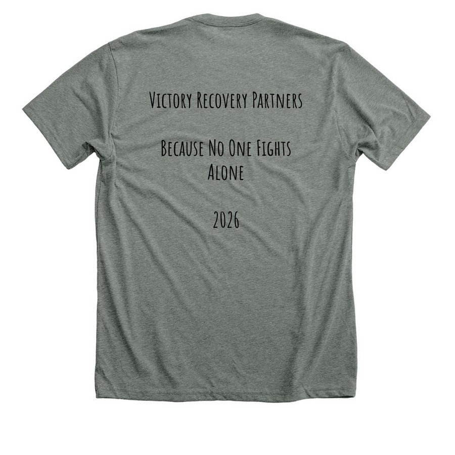 Victory-Breast Cancer Awareness, a Deep Heather Premium Unisex Tee (back-view)