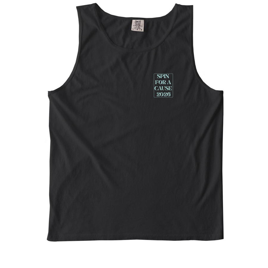 Spin For A Cause Blue, a Black Comfort Colors Tank Top
