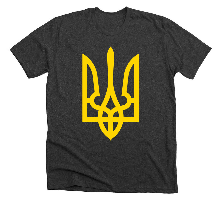 Ukraine Trident Tryzub, a Dark Grey Heather Premium Unisex Tee