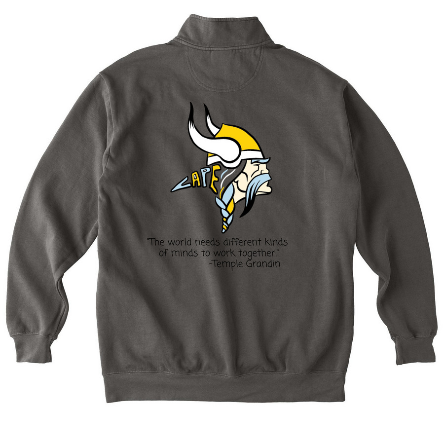 Sussex Consortium Fundraising, a Pepper Comfort Colors Quarter Zip Pullover (back-view)