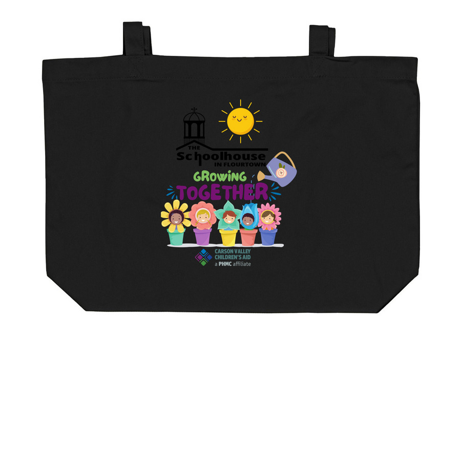 Growing Together Tote Bags, a Black Large Organic Cotton Tote Bag
