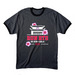 Large white logo front, a Dark Heather Grey/ Jet Black Cotton Ringer Tee