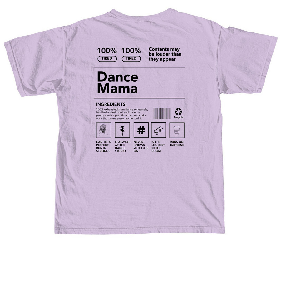Boni's Dance Mom 'Dance Mama' Apparel, a Orchid Comfort Colors Unisex Tee (back-view)