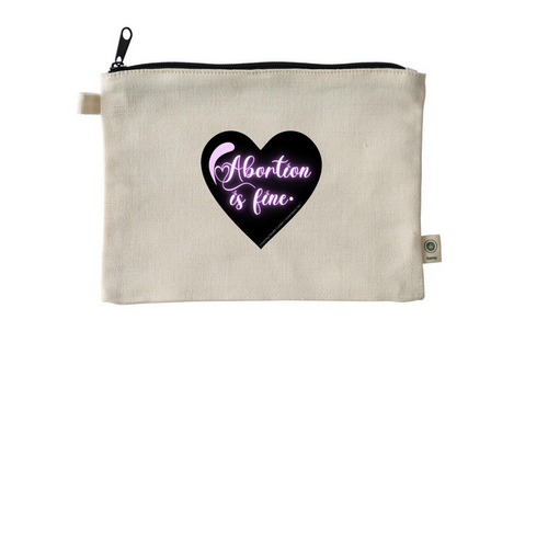 Abortion is fine purple pouch, a Natural 9"x7" Hemp Blend Pouch