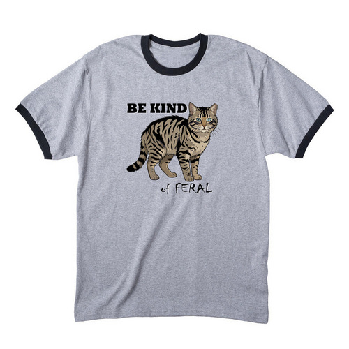 Be Kind... of Feral, a Athletic Heather/ Jet Black Cotton Ringer Tee