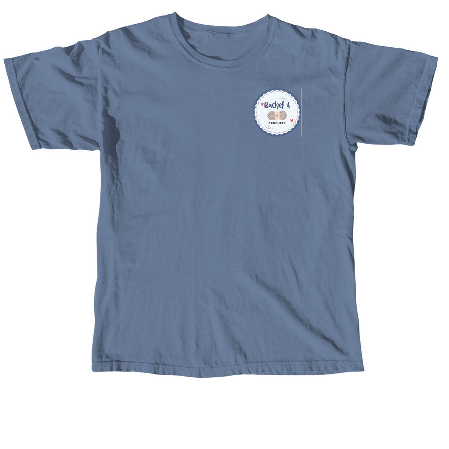Rachel A Crochet Logo, a Blue Jean Comfort Colors Unisex Tee