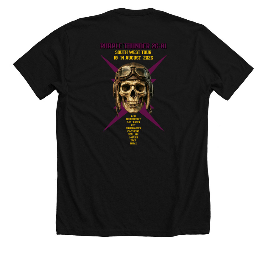 PURPLE THUNDER 26-01(CH-53), a Solid Black Blend Premium Unisex Tee (back-view)
