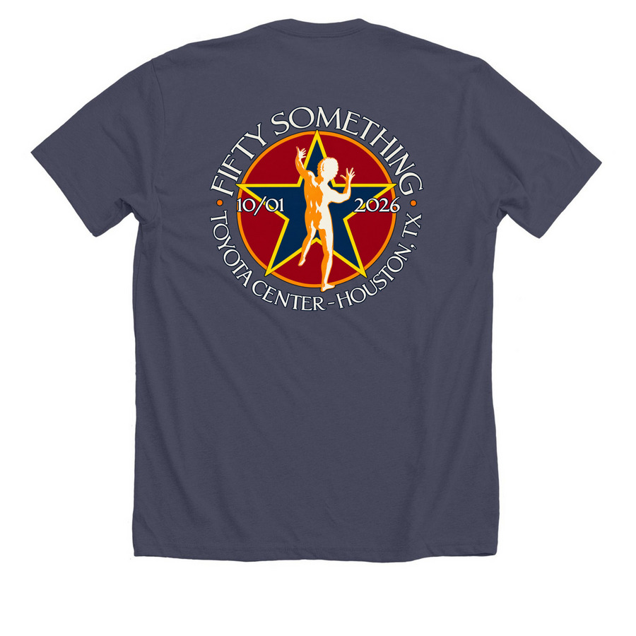 Rush Houston TX Event Tee At Toyota Center In, a Heather Midnight Navy Premium Unisex Tee (back-view)