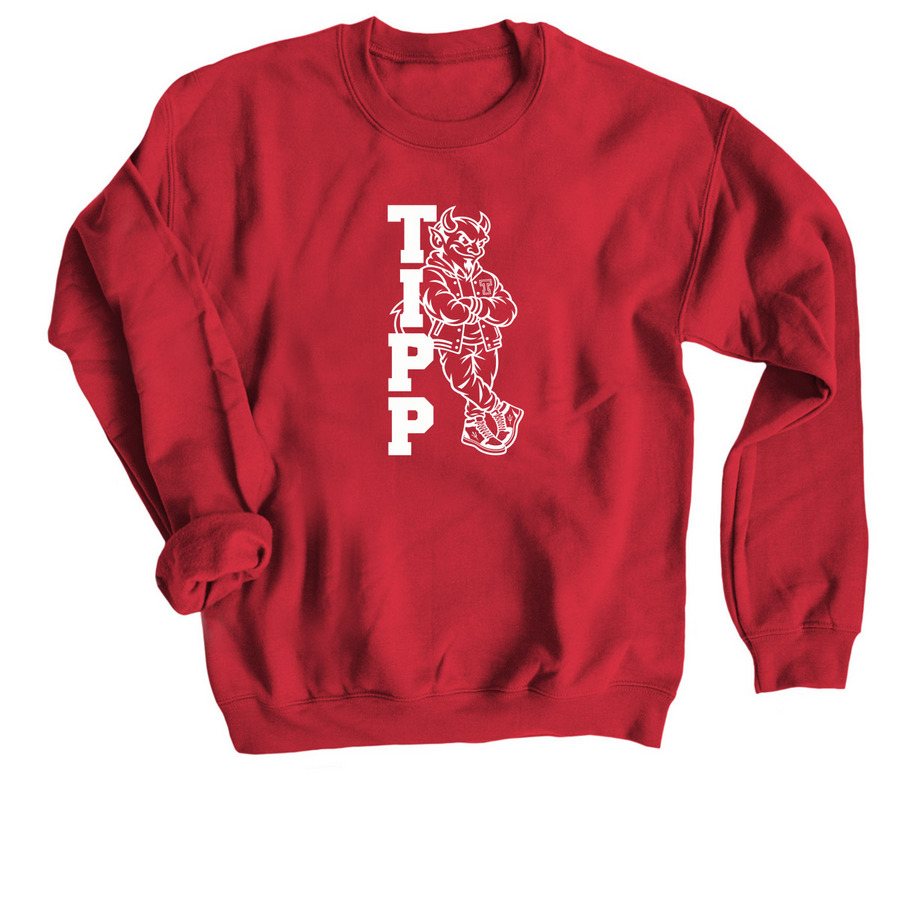 Tipp Vertical, a Red Crewneck Sweatshirt