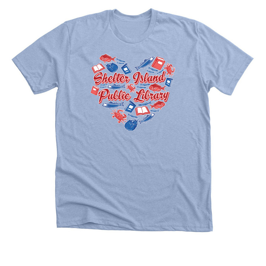 Love Your Library!, a Heather Baby Blue Premium Unisex Tee