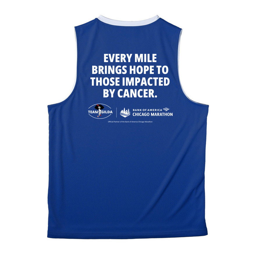 Team Gilda: Laugh. Run. Heal., a True Royal/ White Reversible Basketball Jersey (back-view)