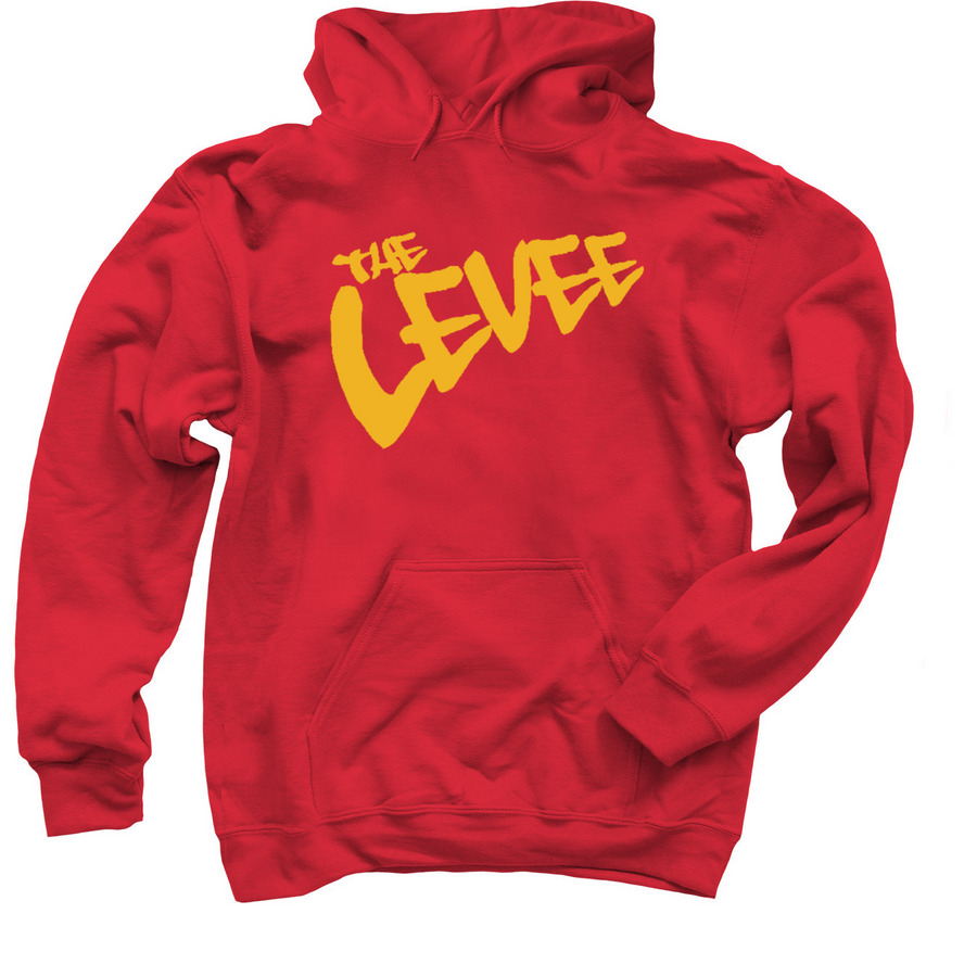 The Levee Logo, a Red Pullover Hoodie