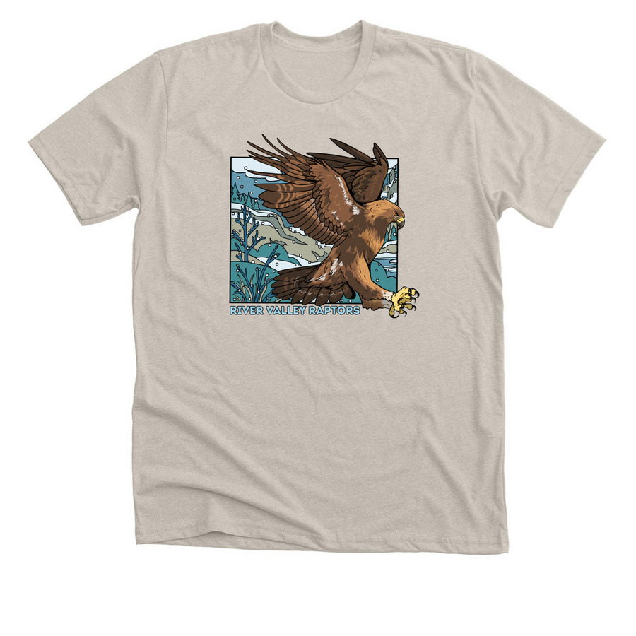 Valley Snowdrift: Golden Eagle, a Heather Dust Premium Unisex Tee