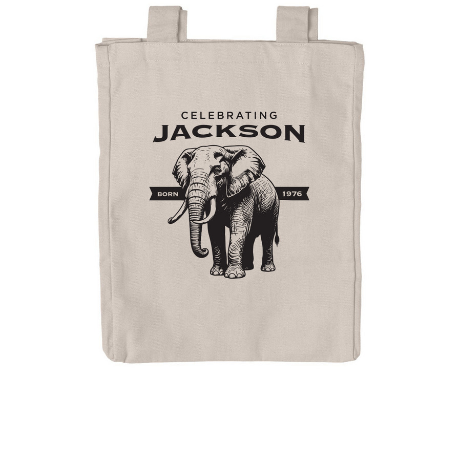 Jackson's 50th tote, a Pumice Reclaimist Everywhere Tote Bag (back-view)