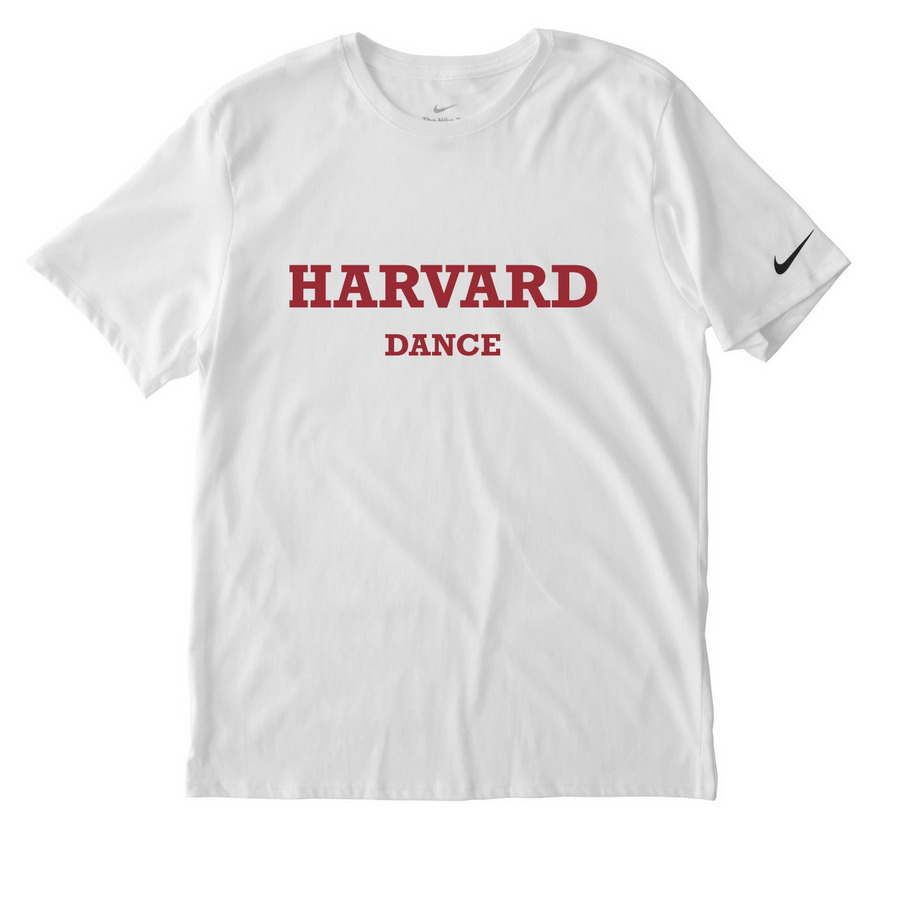 Harvard Dance White Tee, a White Nike Dri-FIT Jersey Blend Performance Tee
