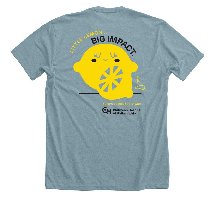 2026 Alex's Lemonade Stand T-shirts, a Heather Blue Lagoon Premium Unisex Tee (back-view)