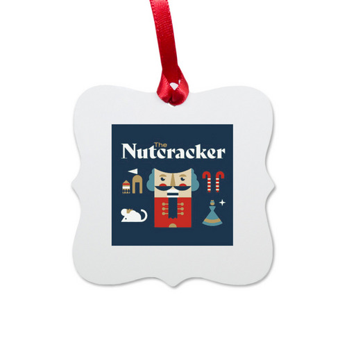 2021 Nutcracker Ornament, a White Aluminum Square Ornament