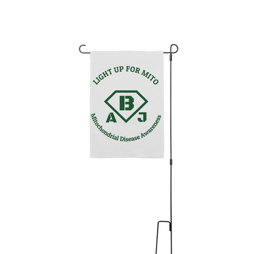 AJB Lights up for MITO, a White 12" x 18" Yard Flag with Stake