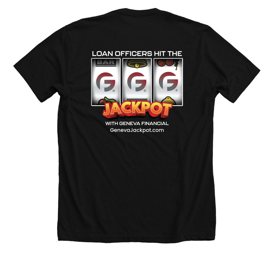 Jackpot, a Solid Black Blend Premium Unisex Tee (back-view)