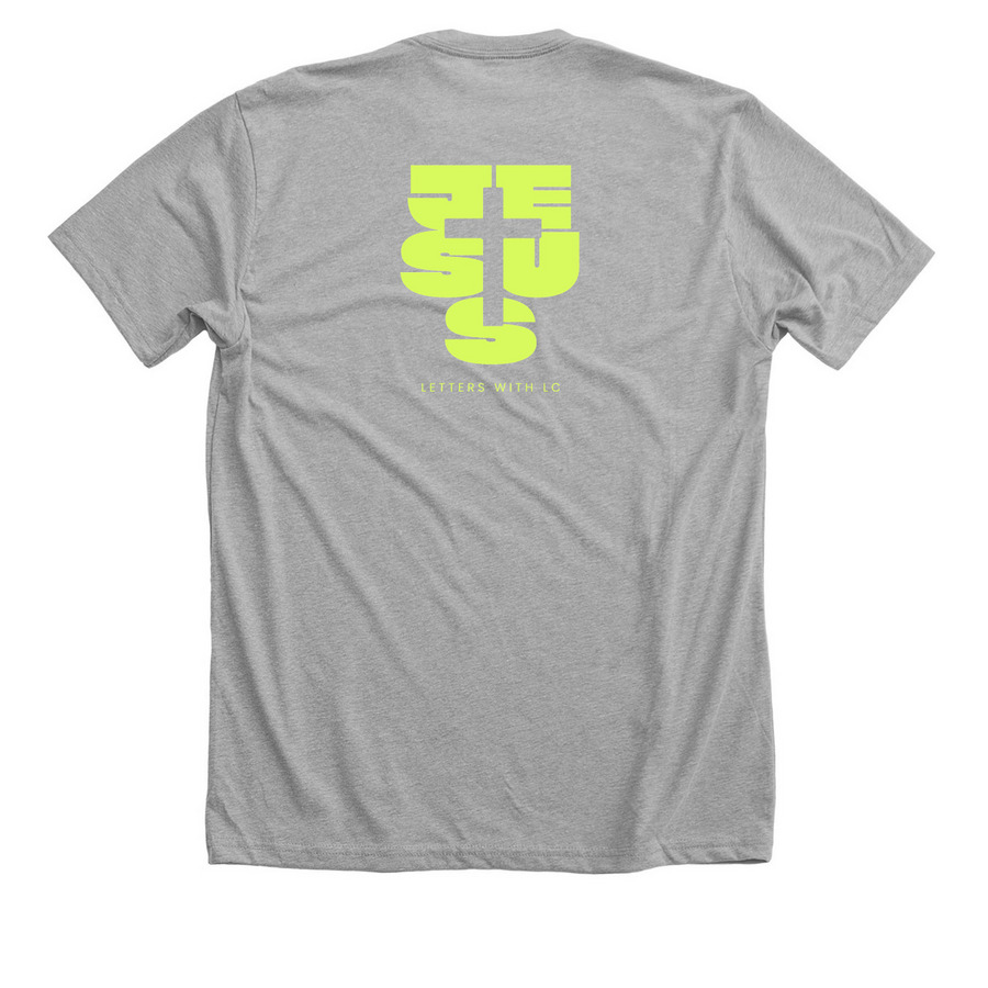 JESUS, a Athletic Heather Premium Unisex Tee (back-view)