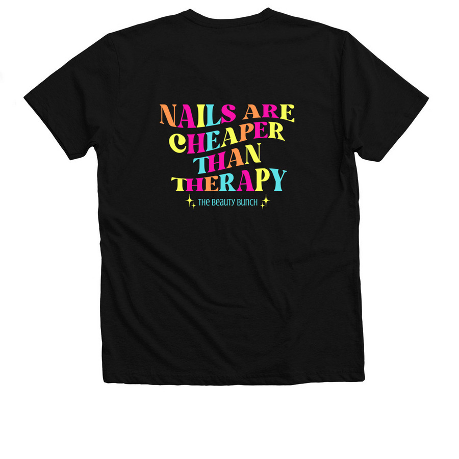 Nails are cheaper than therapy, a Solid Black Blend Premium V-Neck Tee (back-view)
