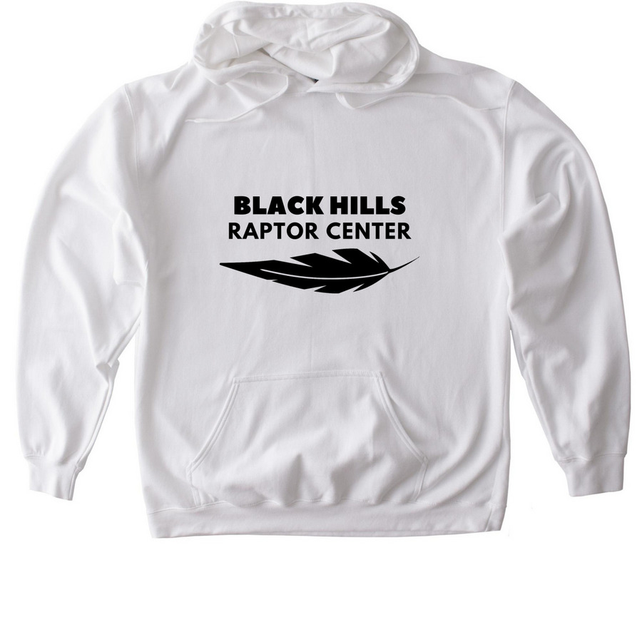 Black Hills Raptor Center - Black Logo, a White Gildan Softstyle Pullover Hoodie