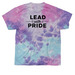 JLSLC Lead With Pride T-Shirt, a Cotton Candy Classic Tie Dye Tee (back-view)