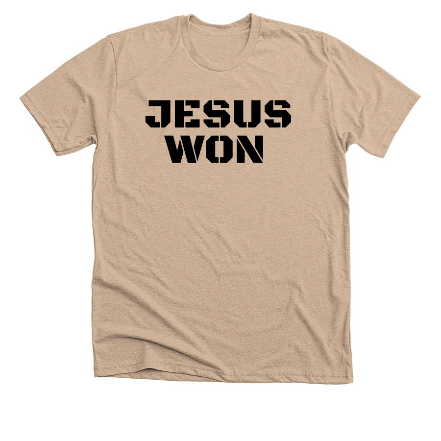 JESUS WON MILITARY&nbsp;, a Heather Tan Premium Unisex Tee