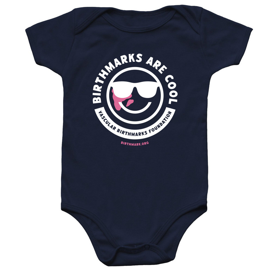 Birthmarks Are Cool-White Sunglasses-Onesie, a Navy Infant Onesie